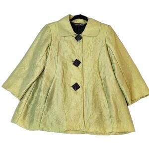 Painted Pony Vintage Lime Green Women's Jacket Size M Textured 3/4 Sleeves Silky